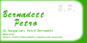bernadett petro business card
